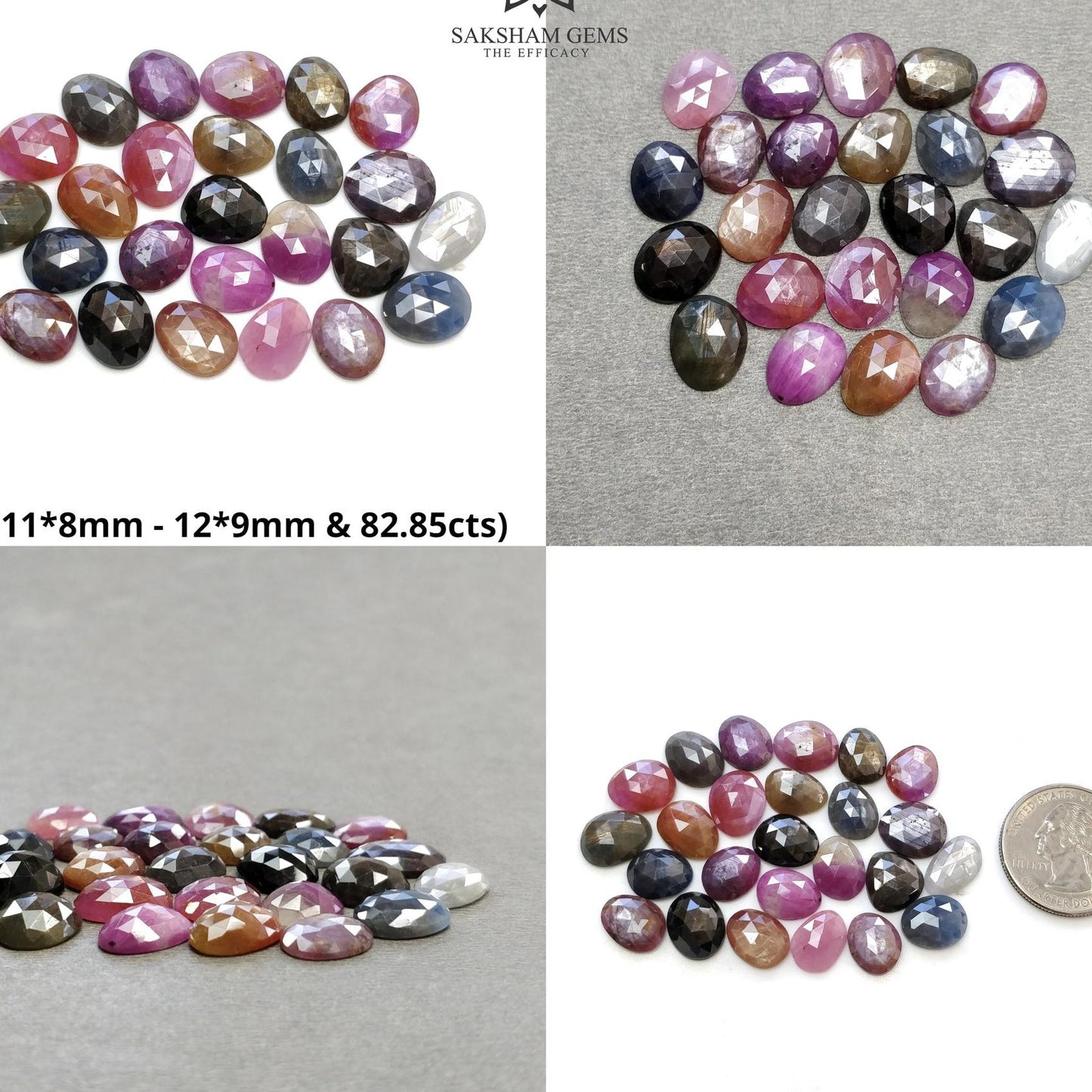 Multi Sapphire Gemstone Rose Cut : Natural Untreated Unheated Sapphire Multi Color Egg Shape 25pcs Lot