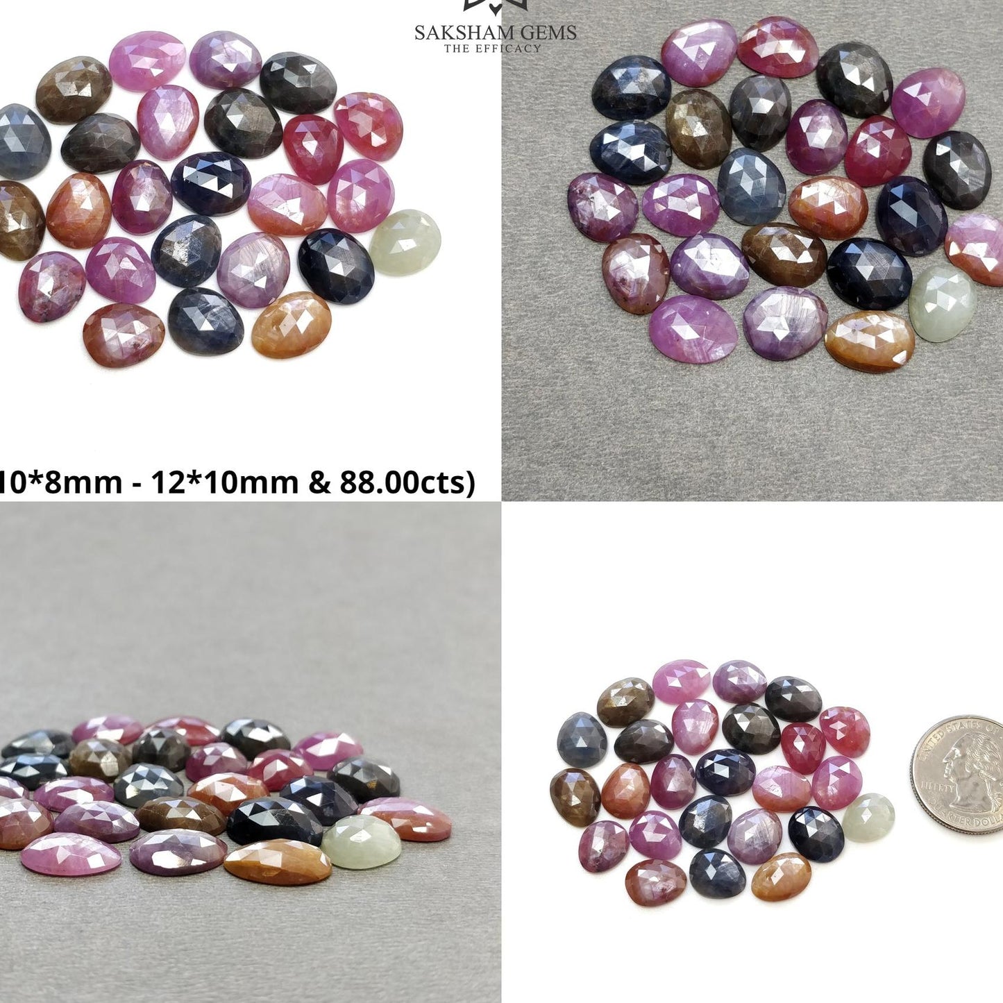 Multi Sapphire Gemstone Rose Cut : Natural Untreated Unheated Sapphire Multi Color Egg Shape 25pcs Lot