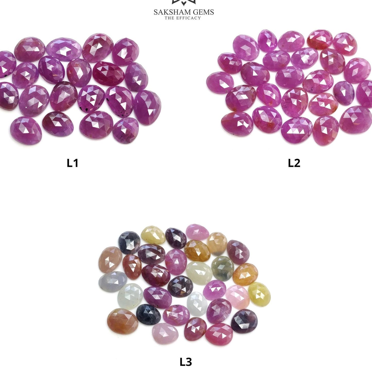 Ruby & Multi Sapphire Gemstone Rose Cut : Natural Untreated Unheated Sapphire Multi Color Egg Shape Lot