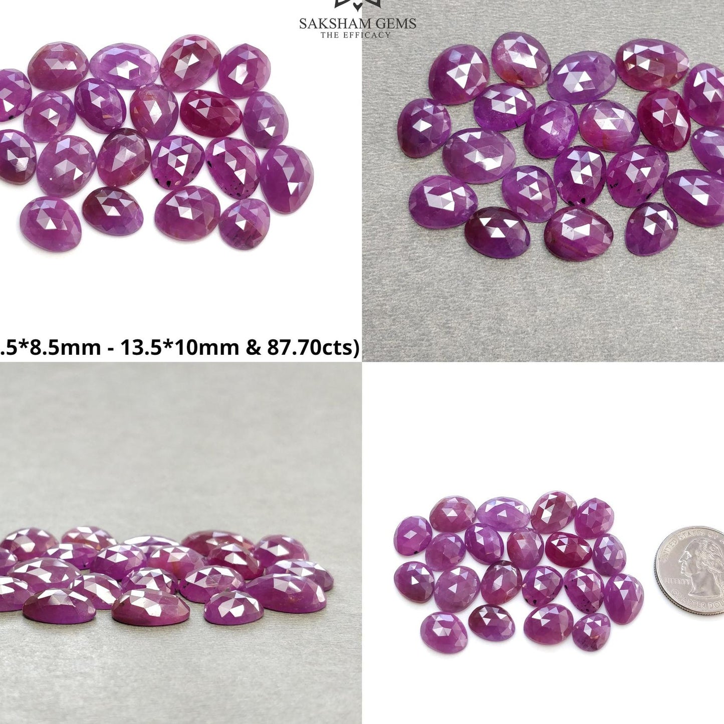 Ruby & Multi Sapphire Gemstone Rose Cut : Natural Untreated Unheated Sapphire Multi Color Egg Shape Lot
