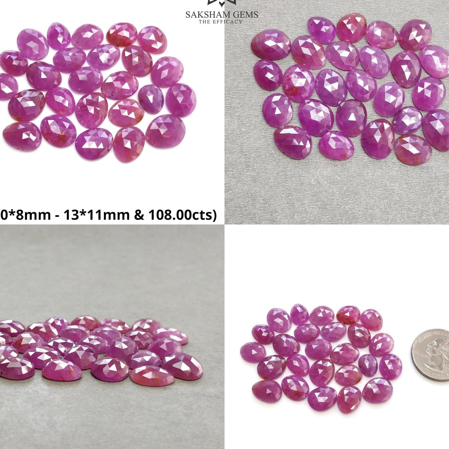 Ruby & Multi Sapphire Gemstone Rose Cut : Natural Untreated Unheated Sapphire Multi Color Egg Shape Lot