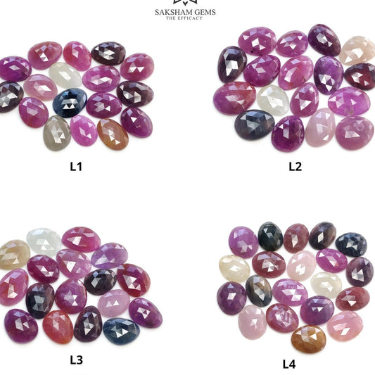 Multi Sapphire Gemstone Rose Cut : Natural Untreated Unheated Sapphire Multi Color Egg Shape Lot