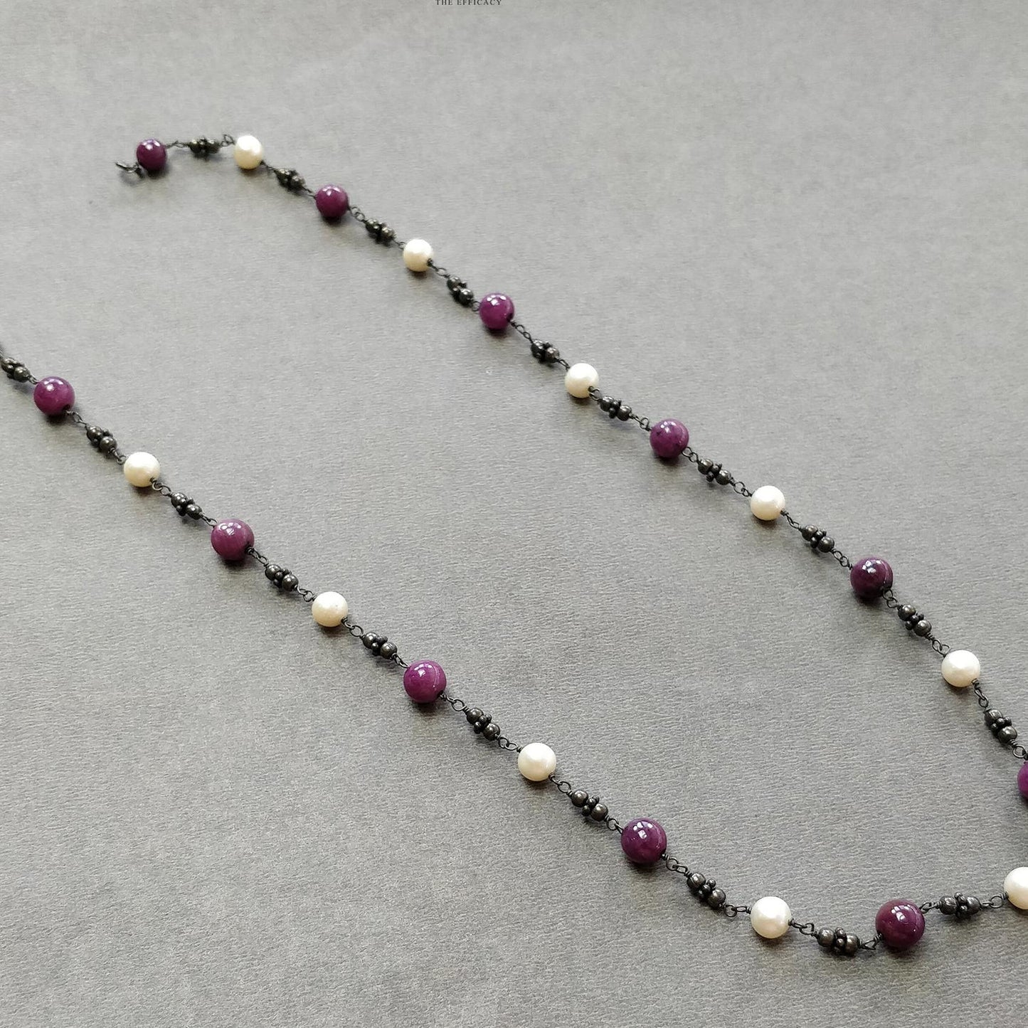 Ruby & Pearl Gemstone With 925 Sterling Silver Jewelry: 20.40gms Natural Untreated Plain Round Beaded Victorian Earring Necklace Earring Set