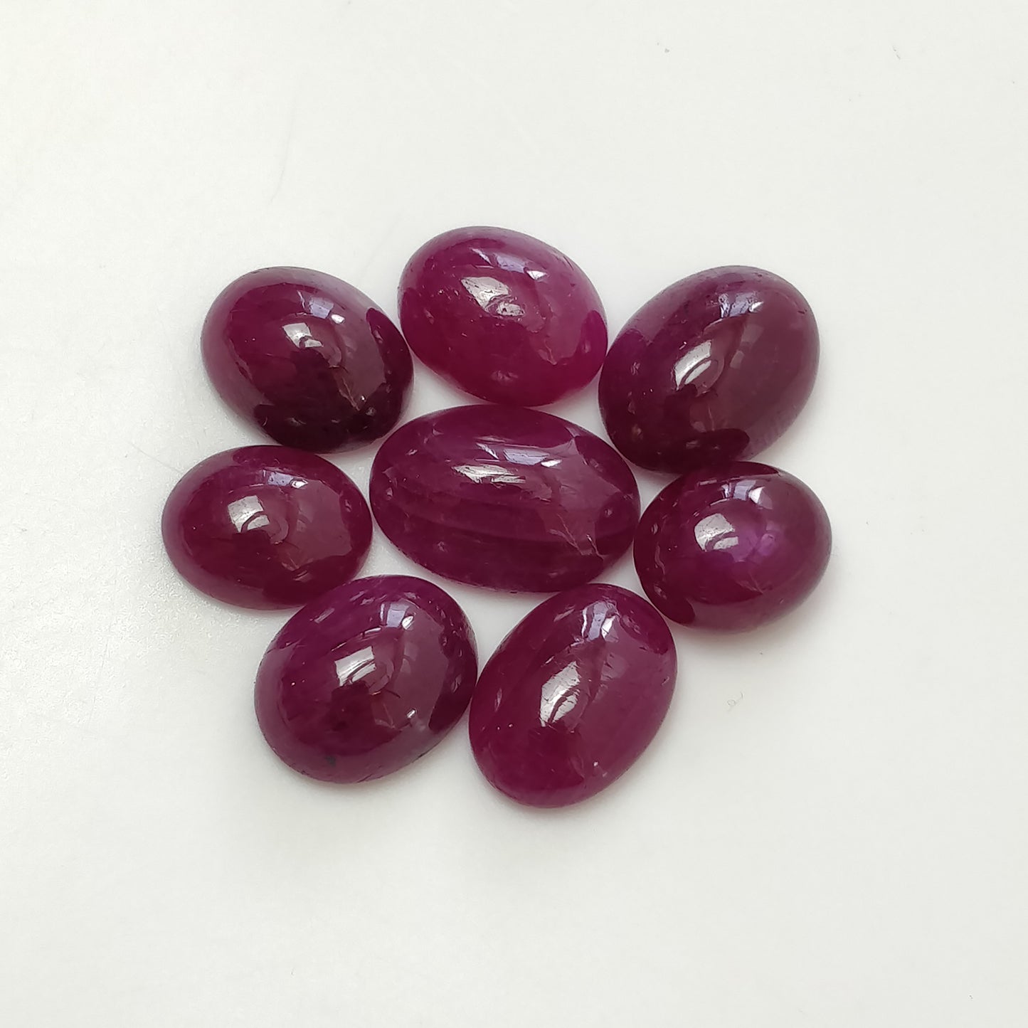Ruby Gemstone Cabochon : 59.40cts Natural Untreated Unheated Red Ruby Oval Shape 11*9mm - 15*11mm 8pcs Set
