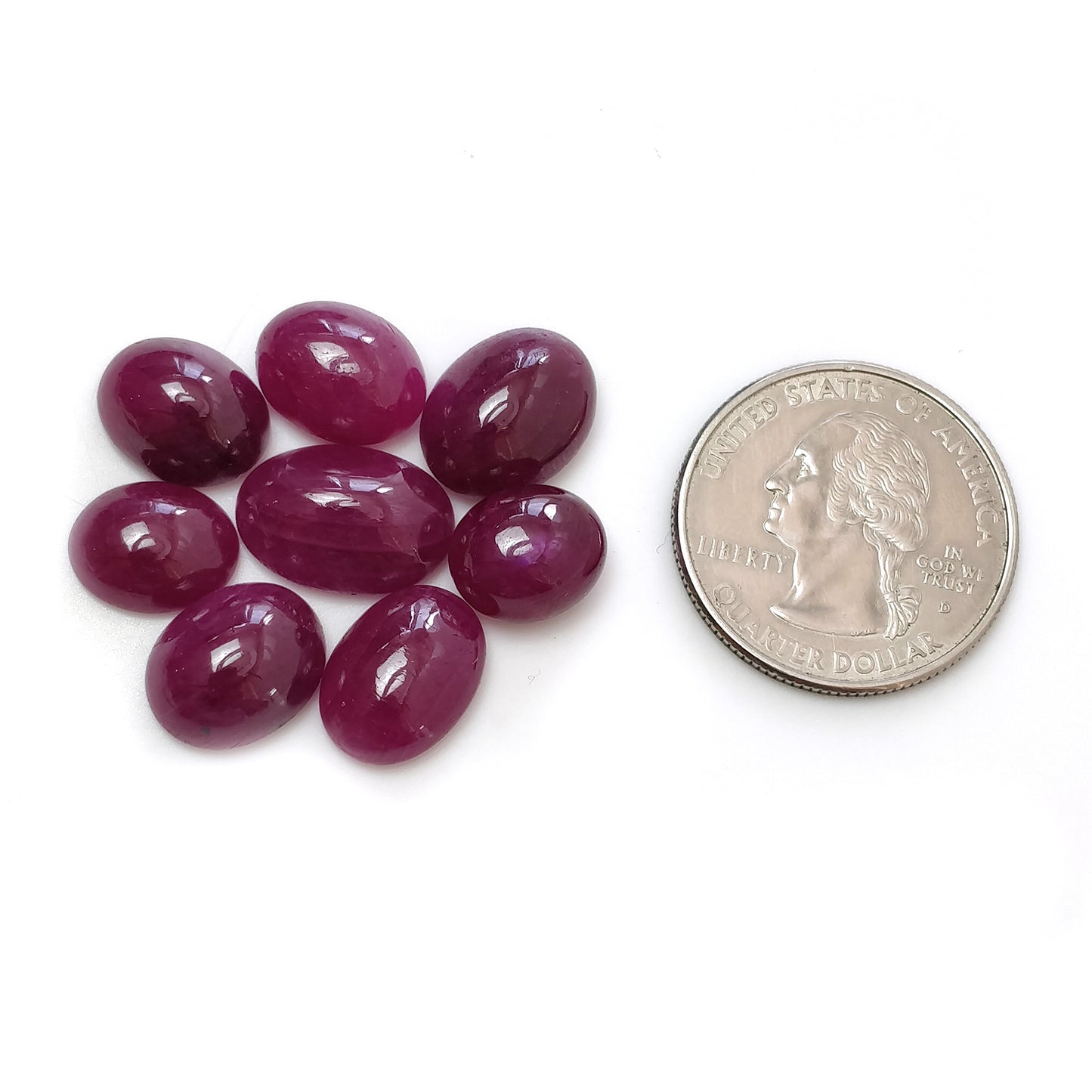 Ruby Gemstone Cabochon : 59.40cts Natural Untreated Unheated Red Ruby Oval Shape 11*9mm - 15*11mm 8pcs Set