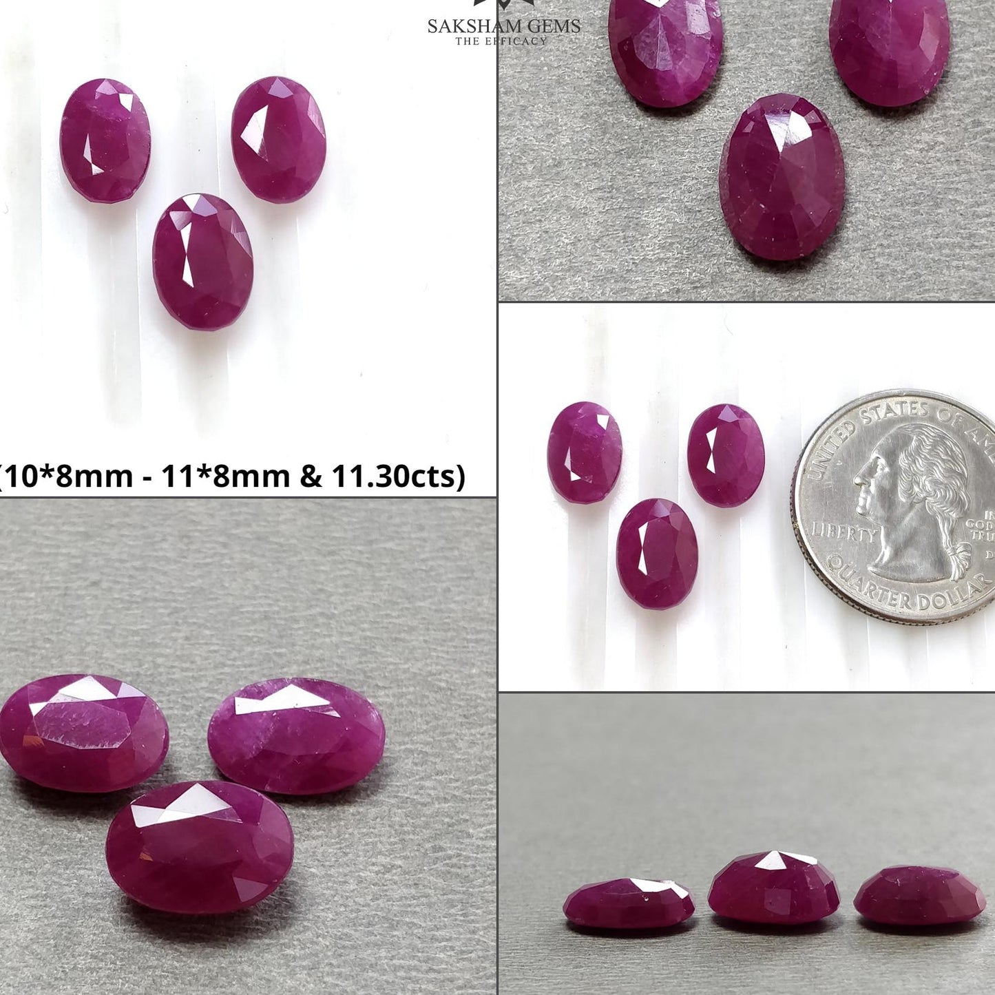 Ruby Gemstone Normal Cut : Natural Untreated Unheated Red Ruby Oval & Cushion Shape 3pcs Set
