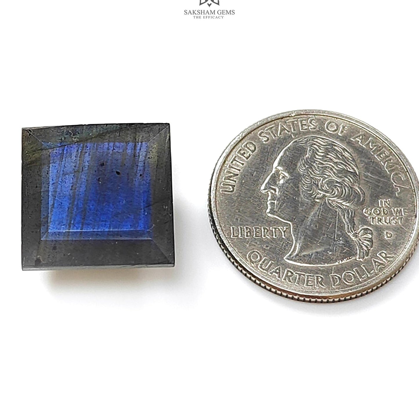 Labradorite Cabochon Fancy Cut : 21.40cts Natural Untreated Unheated Blue Labradorite Square Shape 1pc For Jewelry 16mm