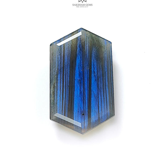 Labradorite Cabochon Fancy Cut : 29.10cts Natural Untreated Unheated Blue Labradorite Hexagon Shape 1pc For Jewelry 35*19mm