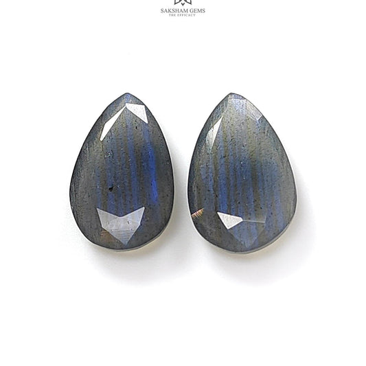 Labradorite Cabochon Fancy Cut: 9.00cts Natural Untreated Unheated Blue Labradorite Pear Shape 17*10mm Pair For Jewelry