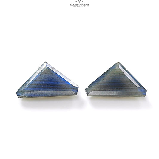 Labradorite Cabochon Fancy Cut: 13.10cts Natural Untreated Unheated Blue Labradorite Uneven 13*21mm Pair For Jewelry