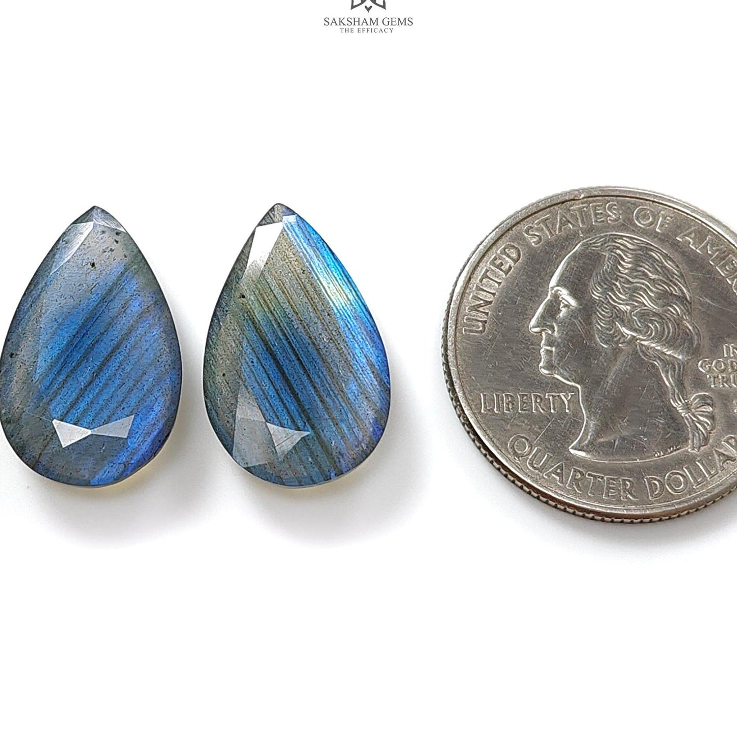 Labradorite Cabochon Fancy Cut: 14.10cts Natural Untreated Unheated Blue Labradorite Pear Shape 20*12mm Pair For Jewelry