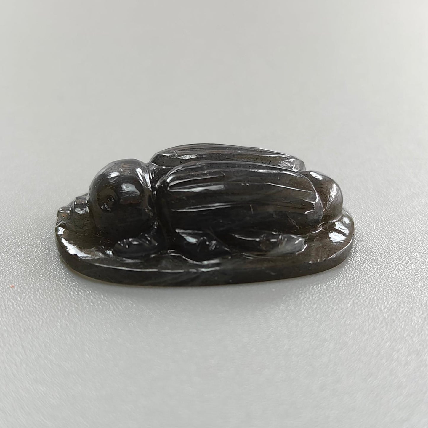 Labradorite Gemstone Carving : Natural Untreated Unheated Labradorite Hand Carved Scarabs 1pcs Set