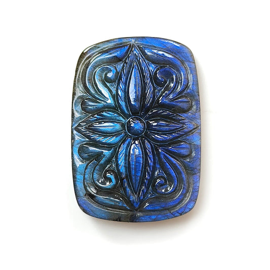 Blue Labradorite Carving Cushion Shape