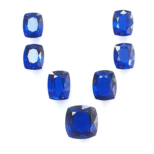 Blue Nanosital Gemstone Faceted Cut: 13.70cts Nanosital Gemstone Faceted Cushion Shape 8*6mm - 10mm 7pcs Lot For Jewelry