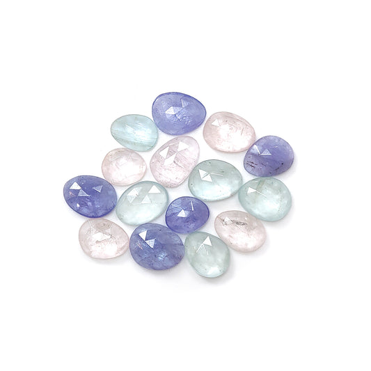 Tanzanite, Morganite & Aquamarine Fancy Shape Rose Cut
