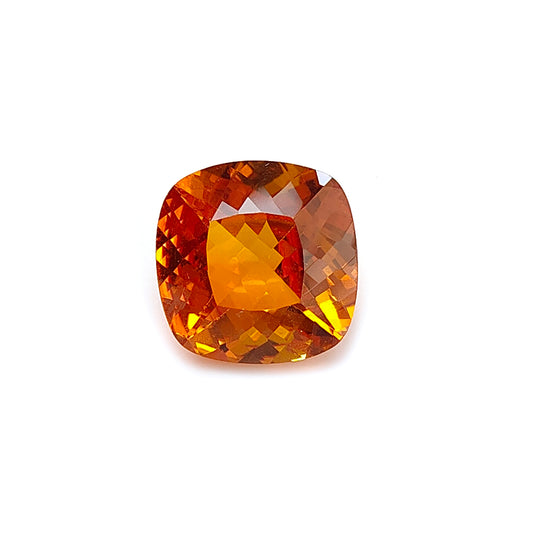 synthetic Padparadscha cushion faceted cut