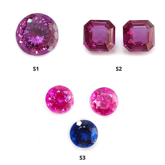 Synthetic Multi Color Gemstones Faceted Cut: Manmade Garnet, Morganite & Sapphire Round, Octagon Shape 1pc, 2pcs, pcs Set for Jewelry