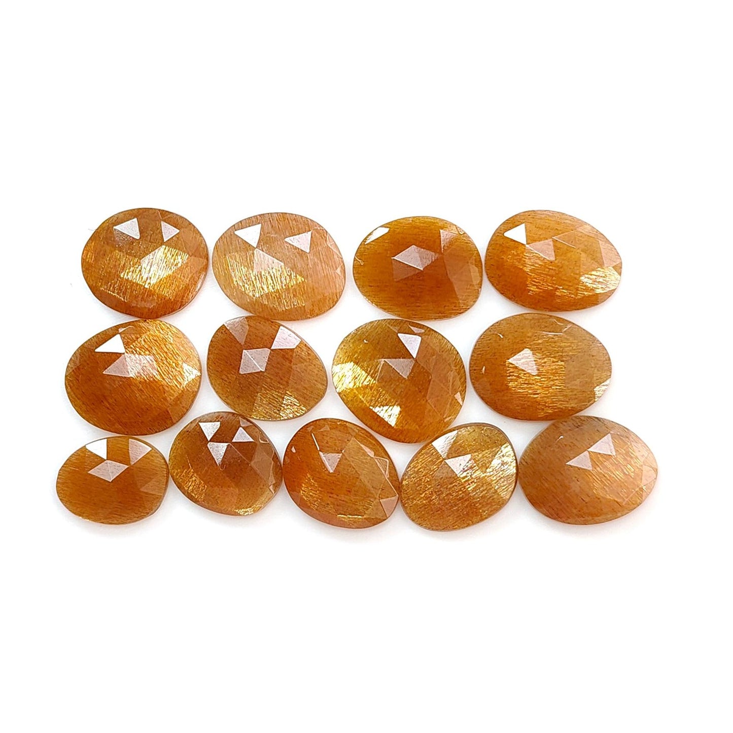 Peach Moonstone, White Opal & Serpentine Rose Cut Slices: Natural Untreated Gemstones Egg Shape Faceted Lots for Jewelry