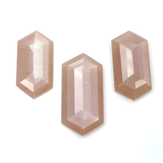 peach moonstone hexagon shape step cut