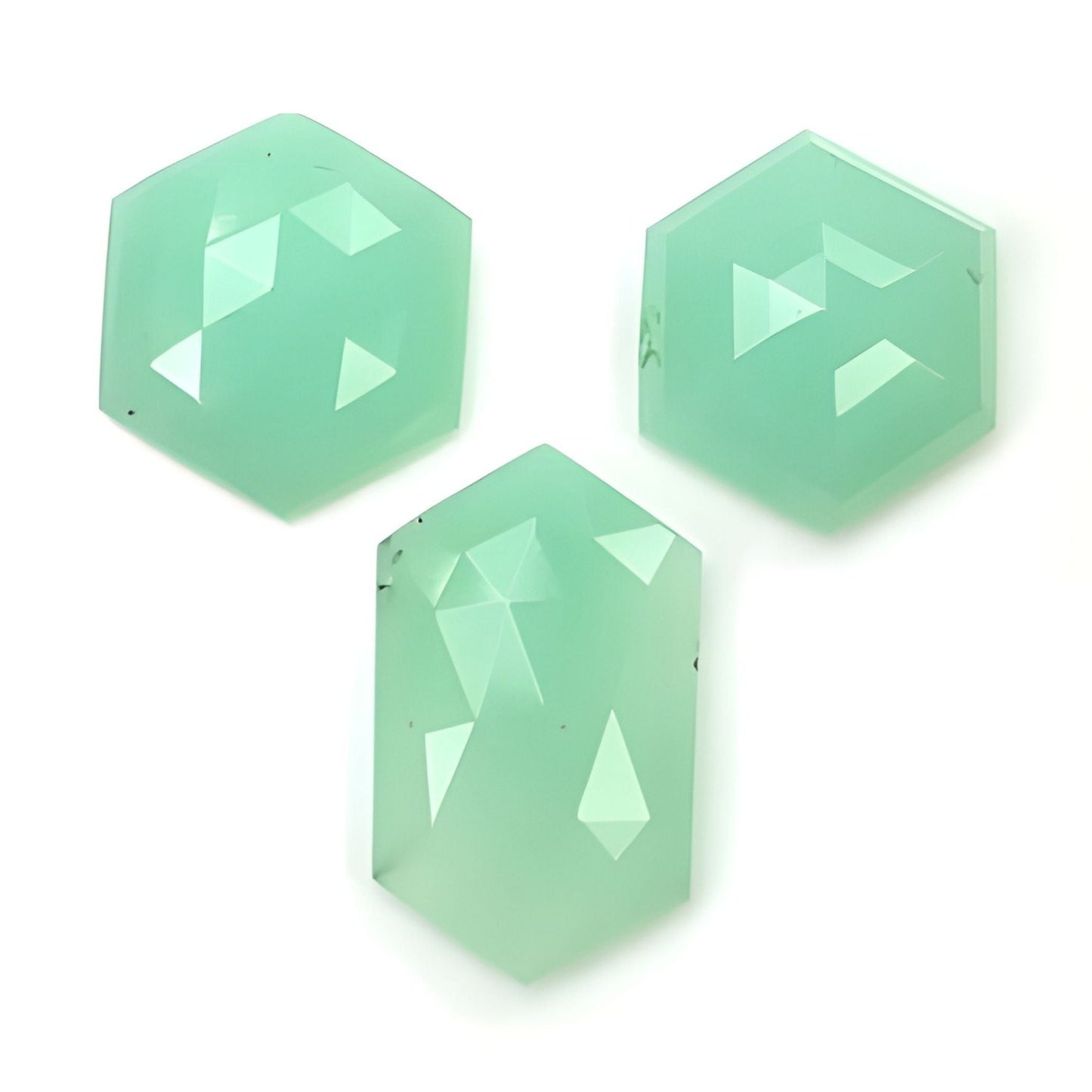 Chrysoprase Hexagon Shape Rose Cut