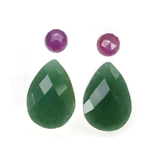 Quartzite, Sapphire Pear & Round Shape Checker Cut