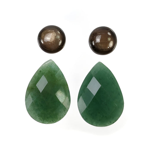 Quartzite, Sapphire Pear & Round Shape Checker Cut