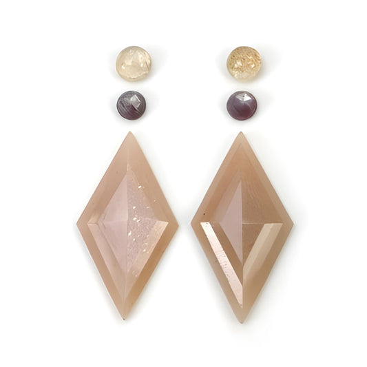 moonstne, sapphire marquise, round shape step cut