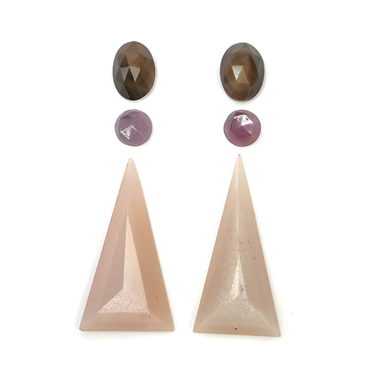 moonstone, sapphire triangle shape step cut