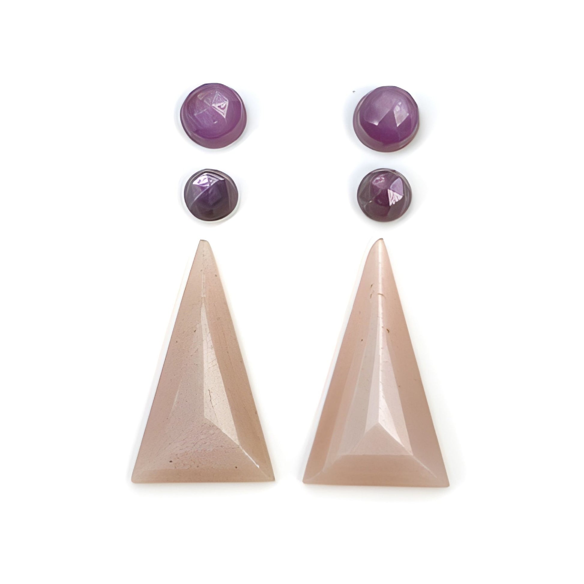 moonstone, sapphire triangle shape step cut