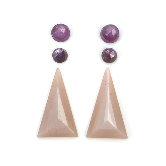 moonstone, sapphire triangle shape step cut