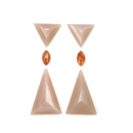 Sunstone, Moonstone Triangle Shape Step Cut