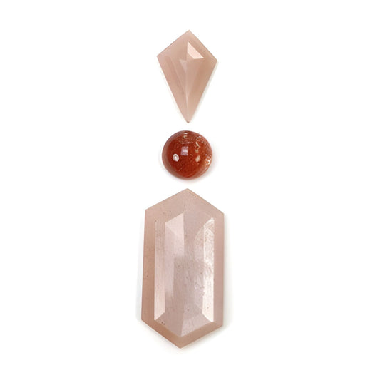 moonstone, Sunstone uneven shape step cut