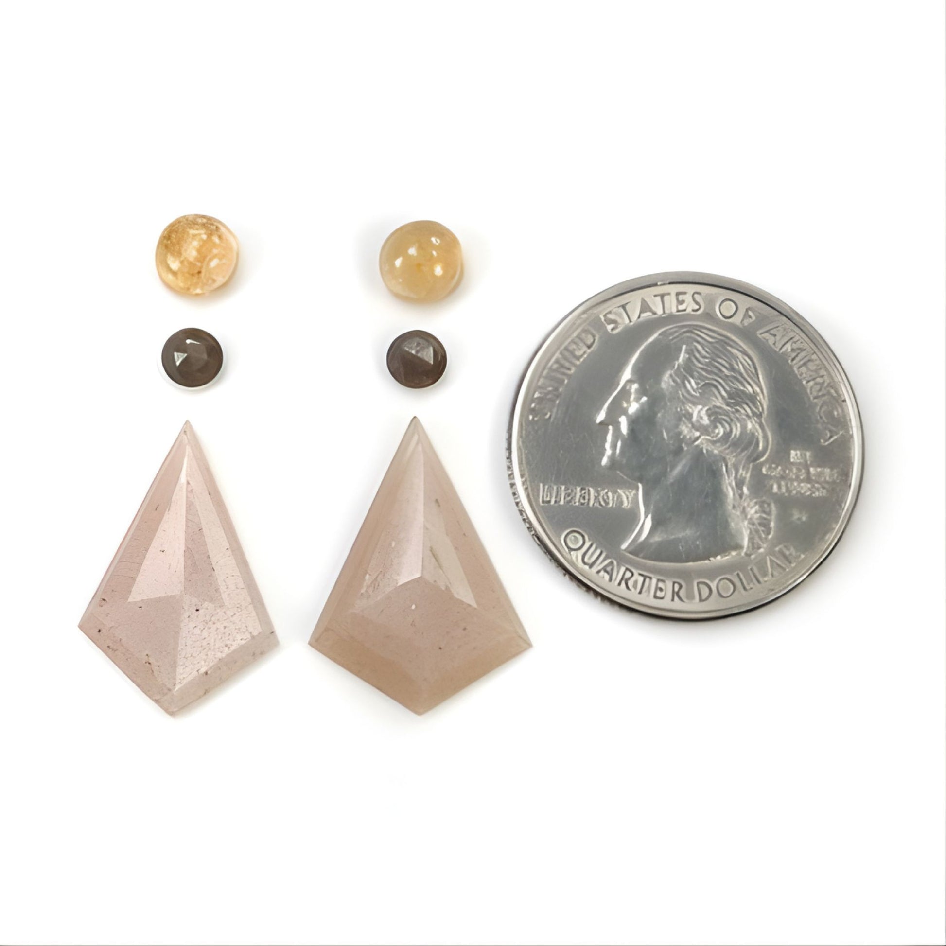 月光石、日光石和蓝宝石不规则形状阶梯式切割