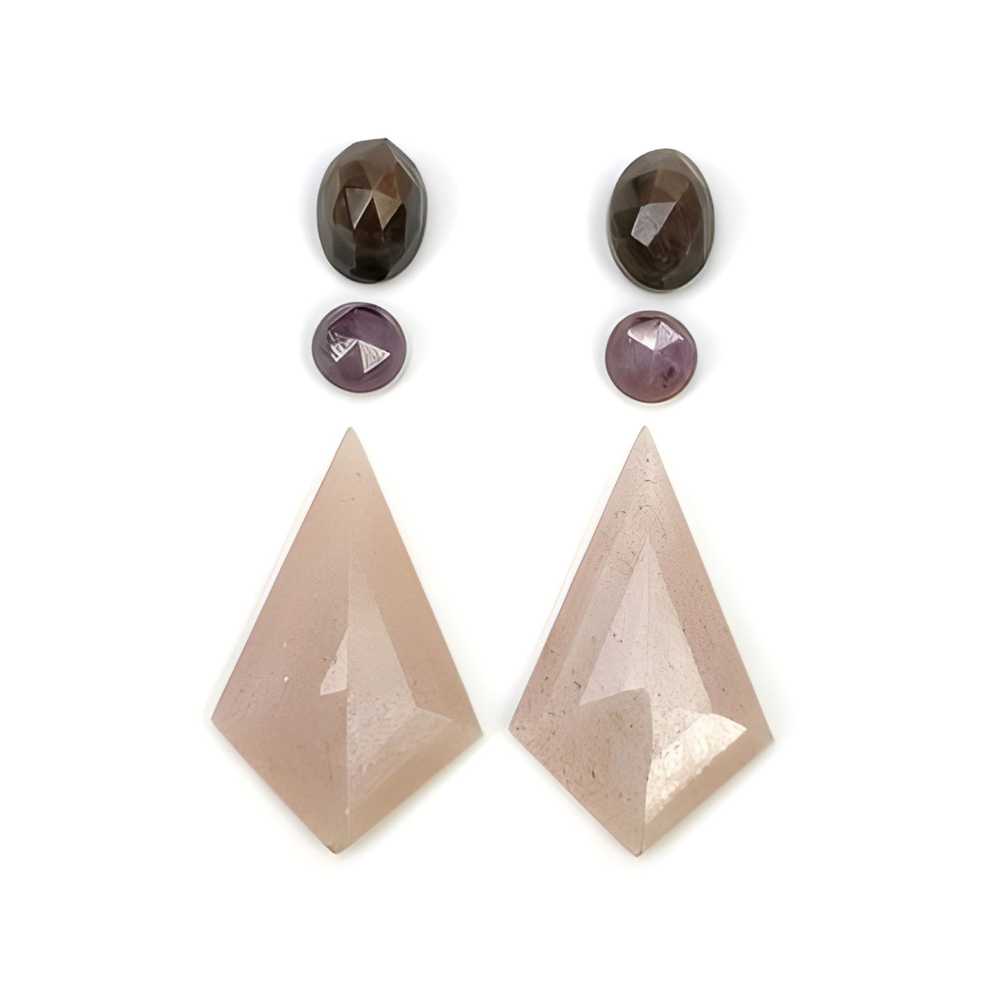 moonstone, sapphire uneven shape step cut