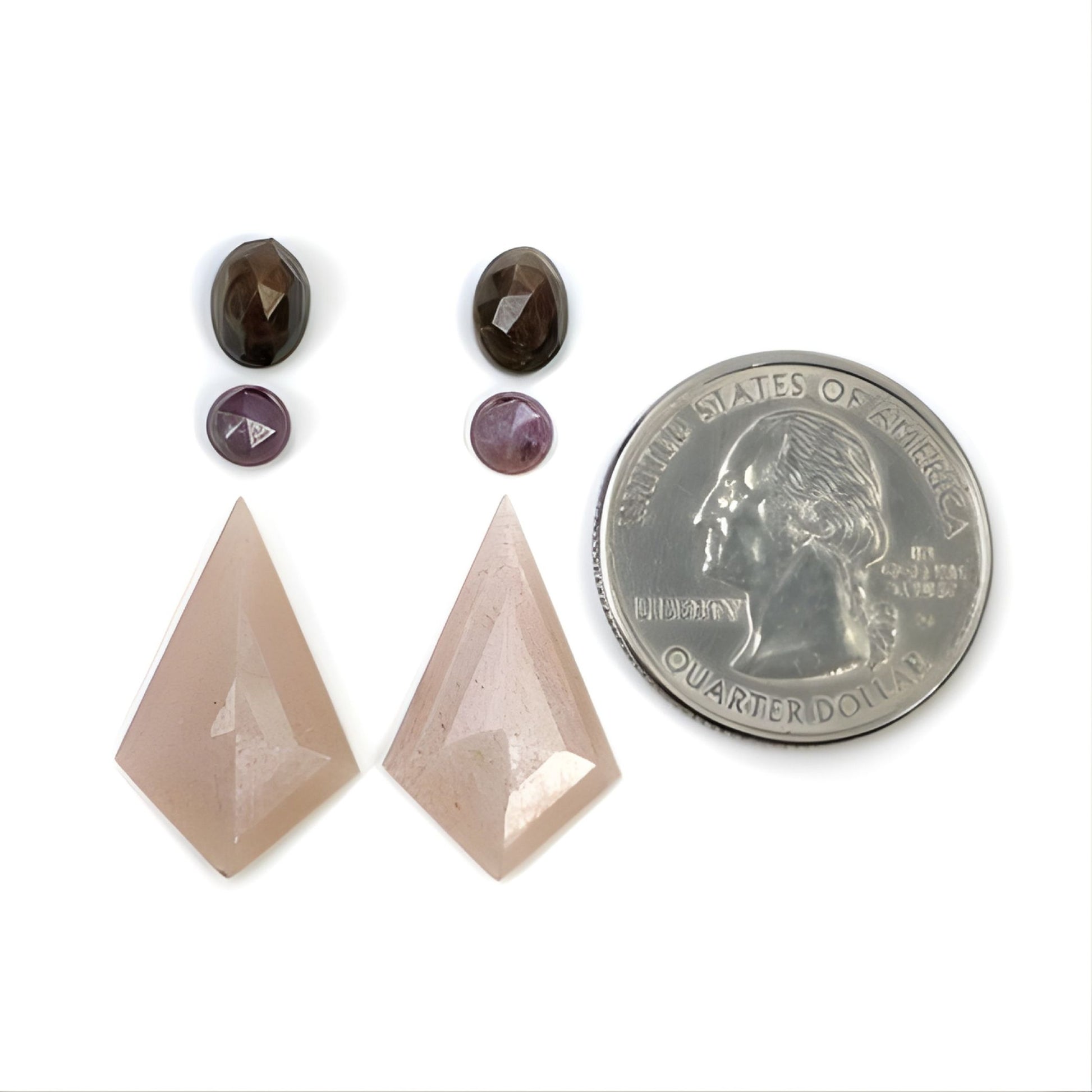 月光石、蓝宝石天然未经处理的宝石