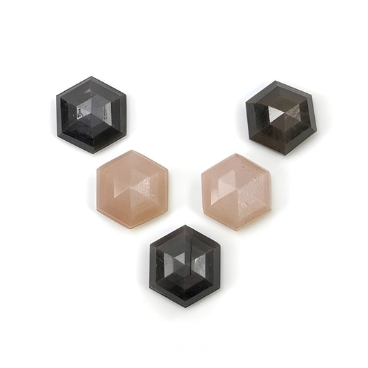 moonstone, sapphire hexagon shape step cut