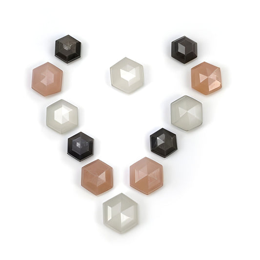 moonstone, sapphire hexagon shape step cut