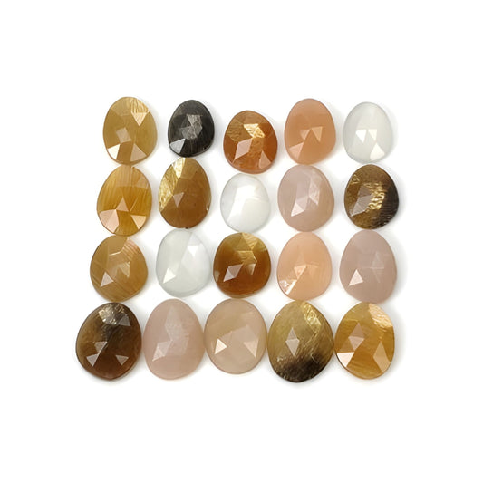 multicolor moonstone egg shape rose cut