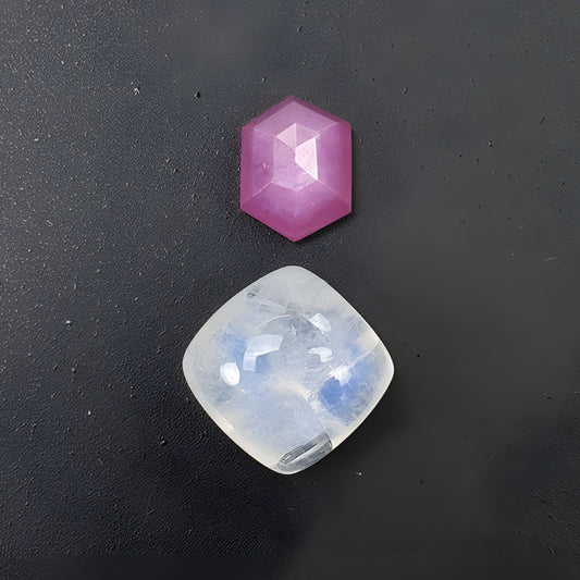 moonstone, sapphire cushion shape cabochon