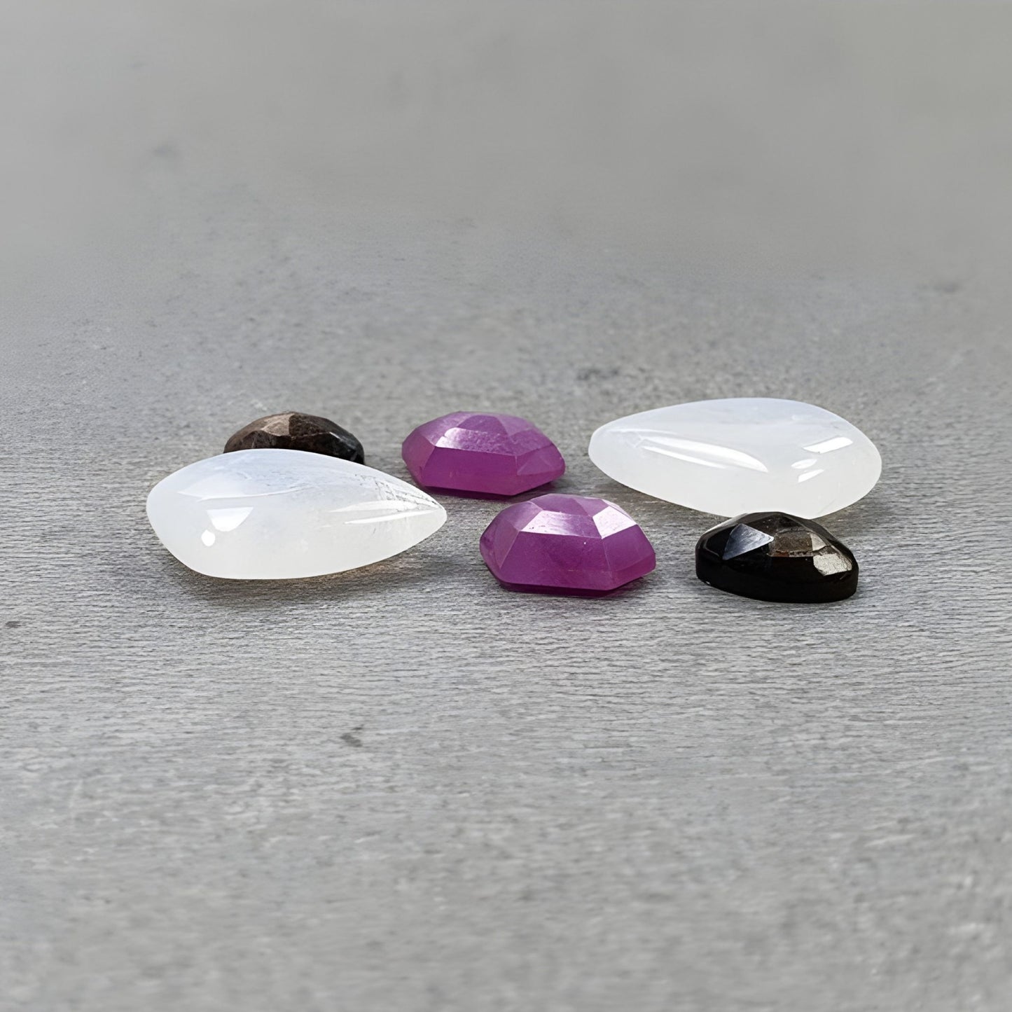 13.20cts Rainbow Moonstone, Sapphire Gemstone Natural Untreated Cabochon Fancy Shape 6pcs