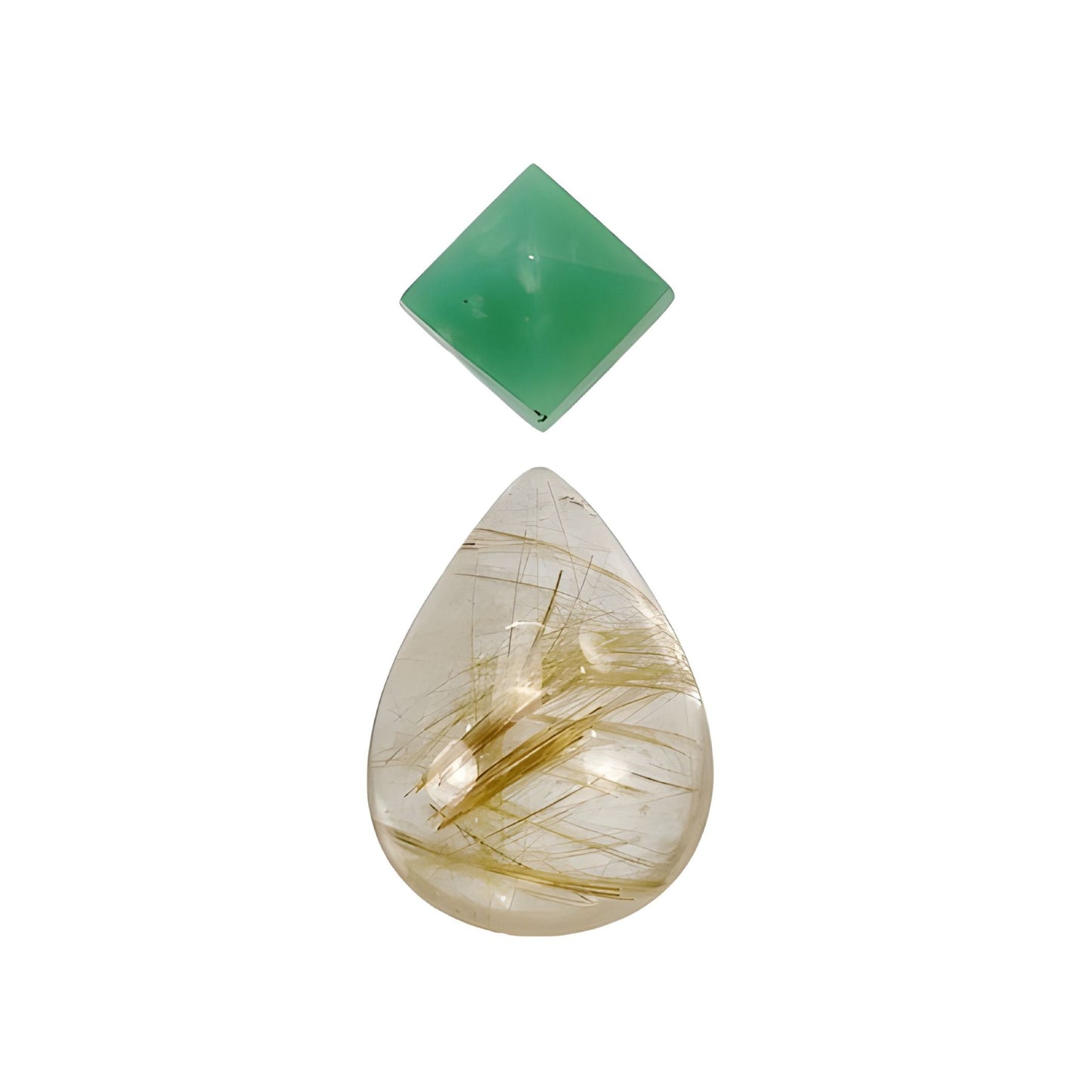 Rutile Quartz, Chrysoprase Oval Sape Cabochon