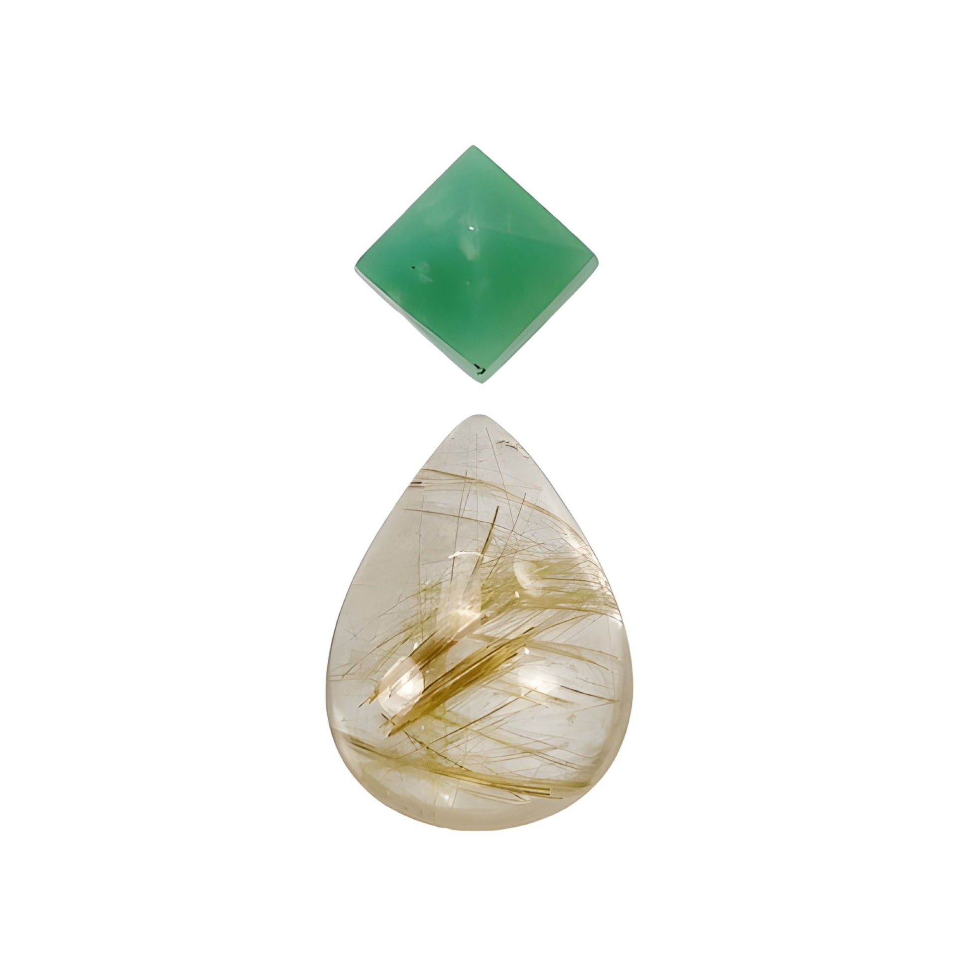 Rutile Quartz, Chrysoprase Oval Sape Cabochon