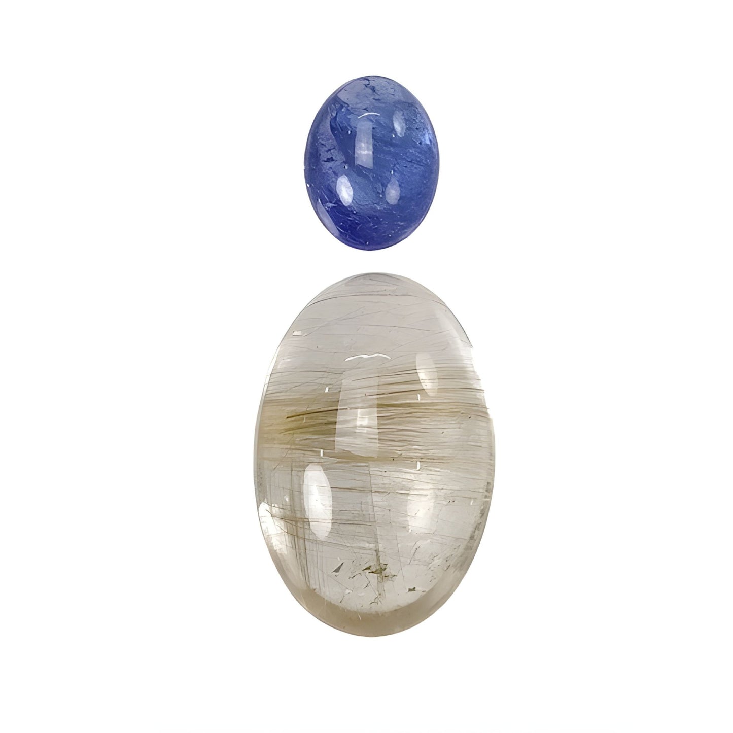 Rutile Quartz, Tanzanite Oval Shape Cabochon