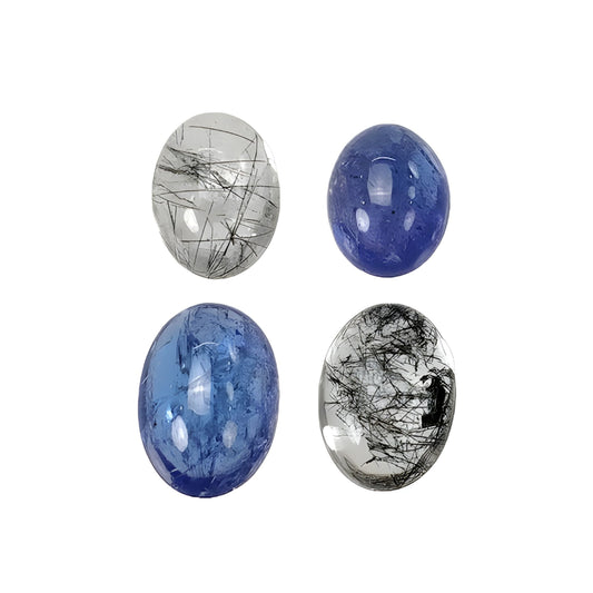 Tanzanite, Rutile Quartz Oval Shape Cabochon