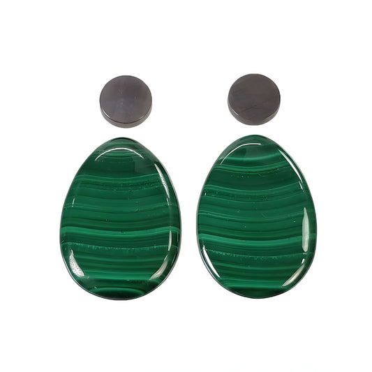 malachite & sapphire oval shape cabochon