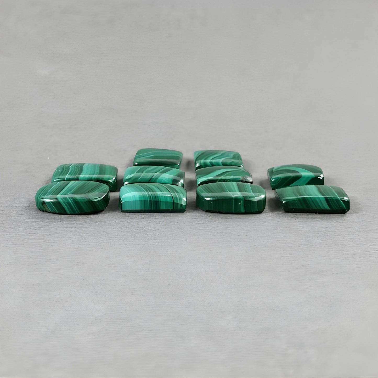95.10cts Green Malachite Gemstone Natural Untreated Cabochon Cushion Shape 10pcs