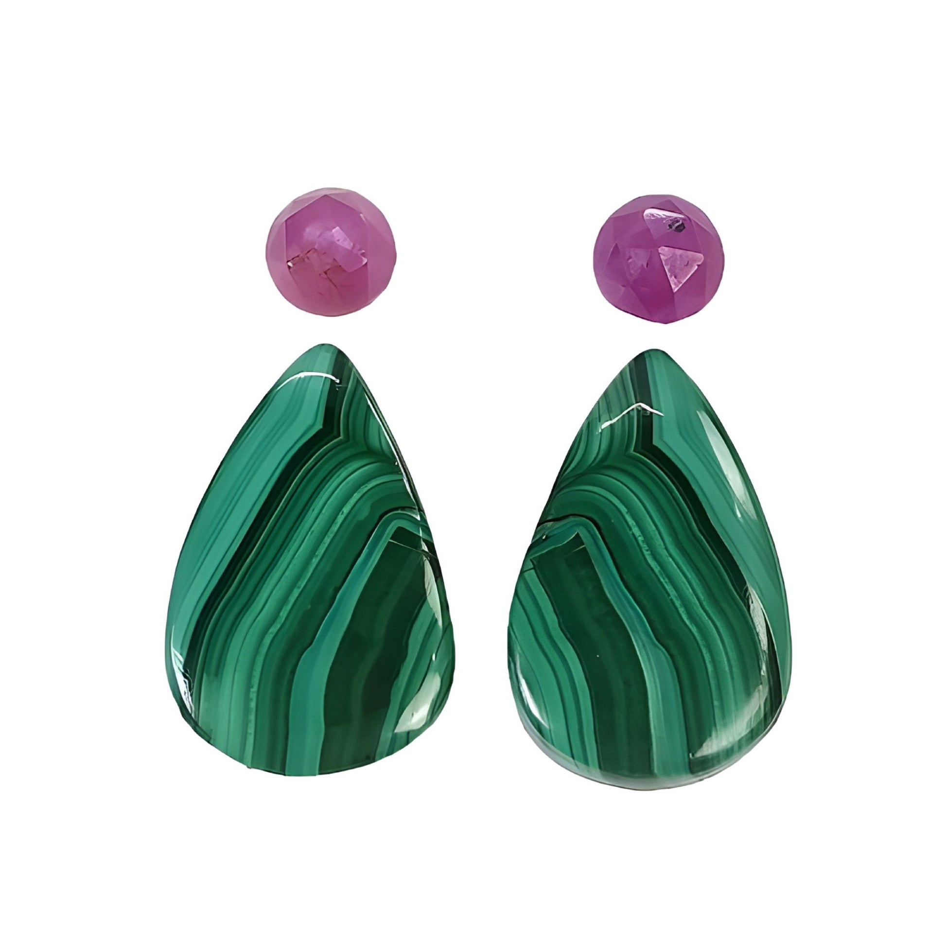 malachite, sapphire pear shape cabochon