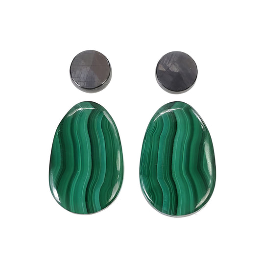 malachite, sapphire oval shape cabochon