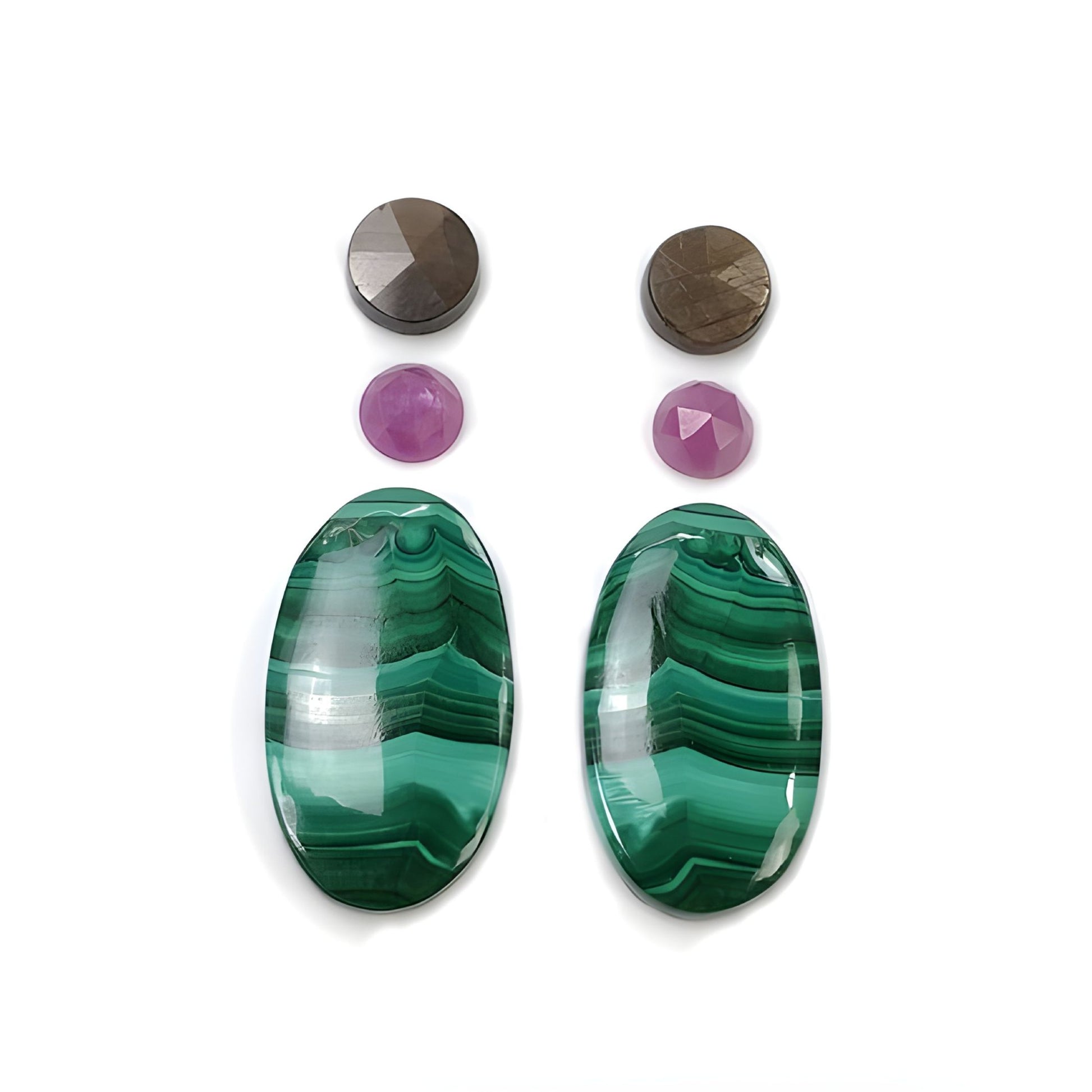 malachite & sapphire oval shape cabochon