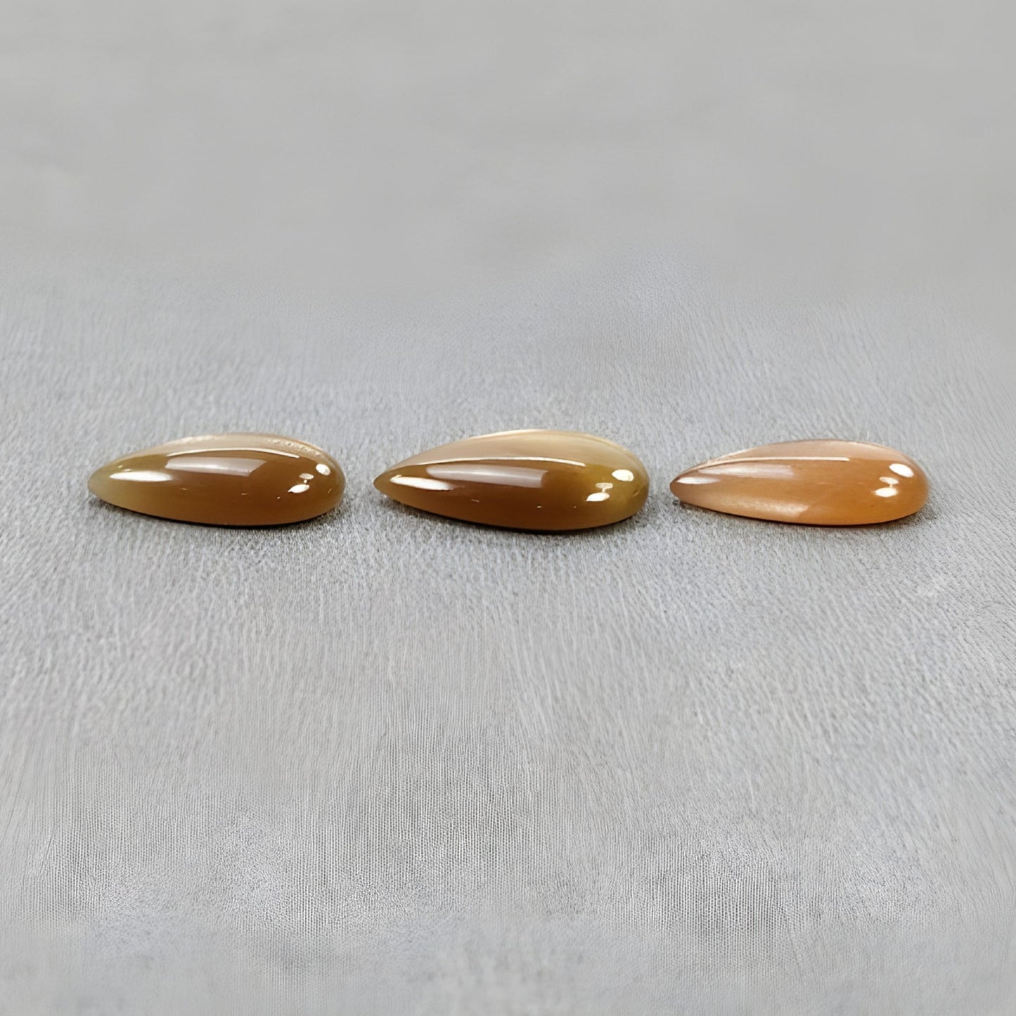 12.55cts Yellow Fire Moonstone Gemstone Natural Untreated Cabochon Pear Shape 3pcs